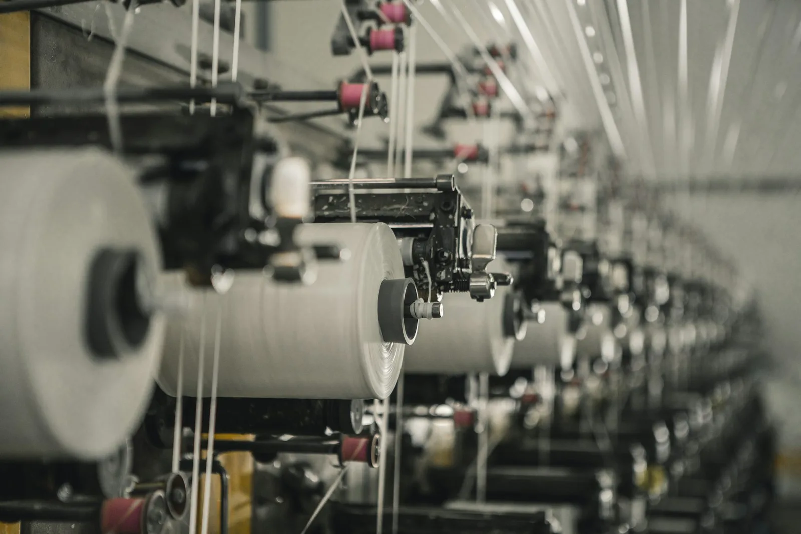 Spinning machine close-up at GRC Textile